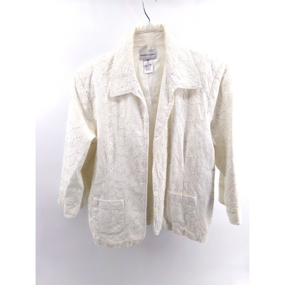 Drapers And Damons Women’s White Lace Jacket  16P button Blazer with pockets - Picture 2 of 9
